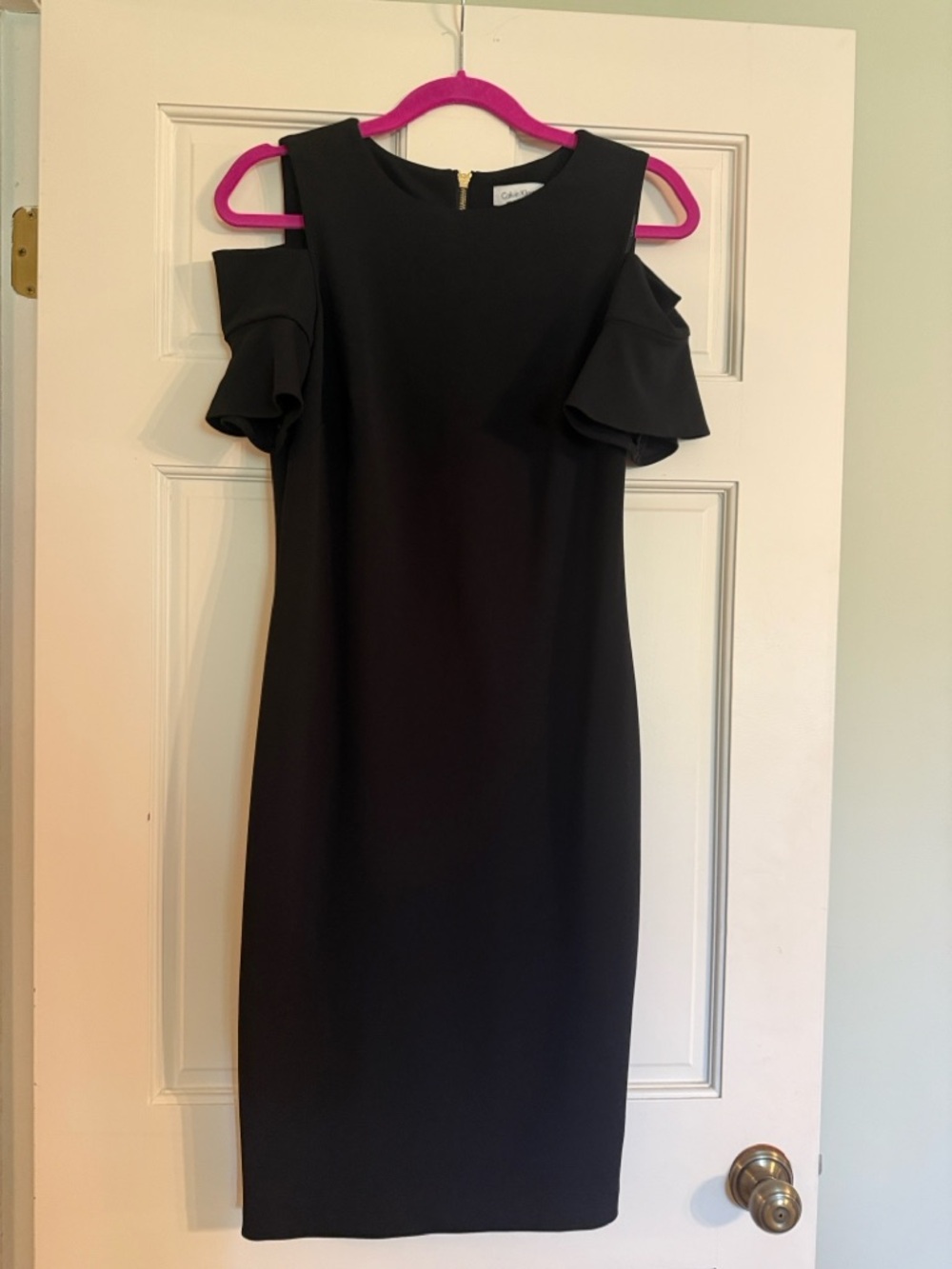 Calvin Klien Black Cold-Shoulder Sheath Dress